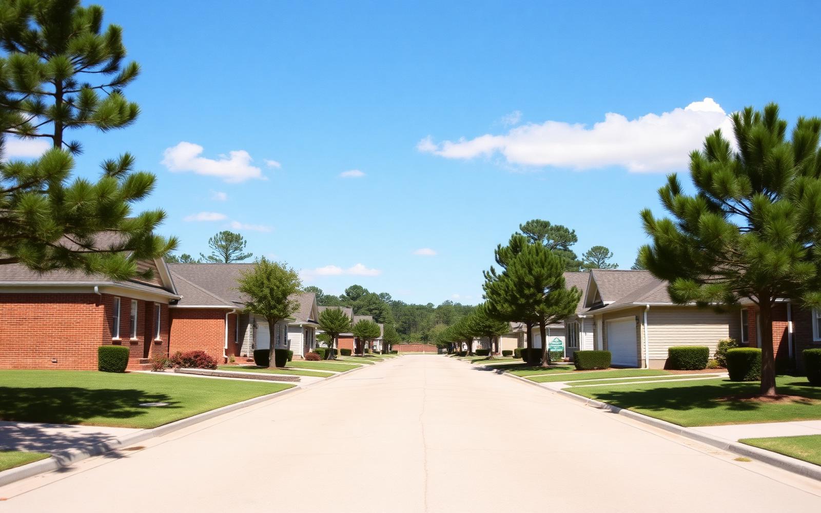 Brick and vinyl-siding ranch homes along a quiet residential street in Socastee, SC